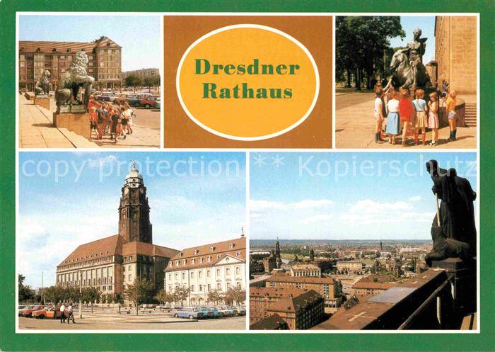 DRESDEN Elbe Rathaus Eingang Wappenloewen Bacchus Plastik Ratskeller Rathaus Rat