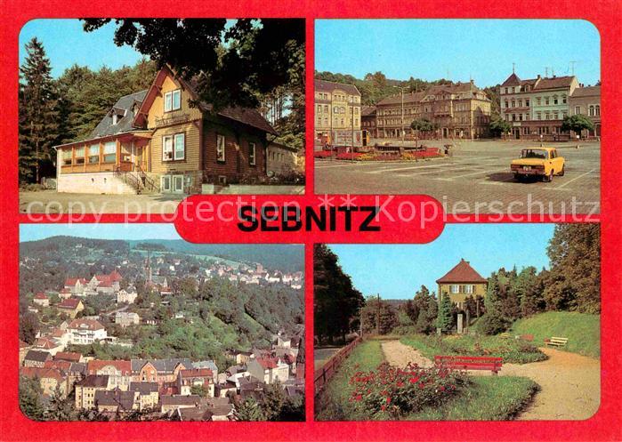 Sebnitz Gaststaette Finkenbaude Aug Bebel Platz Teilansicht VdN Denkmal