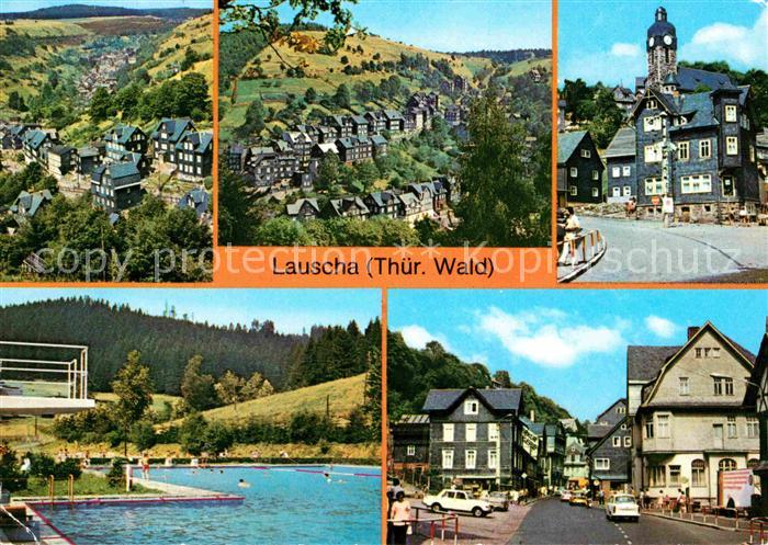 Lauscha Teilansichten Huettenplatz Freibad Kulturhaus