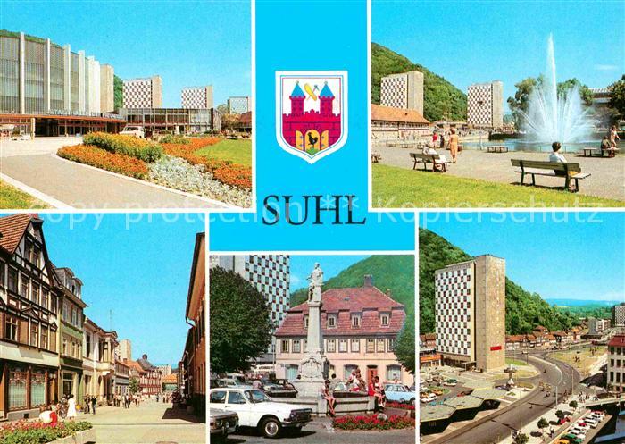 Suhl Thueringer Wald Waffenmuseum Hochhaeuser Steinweg Waffenschmiedbrunnen Wilh