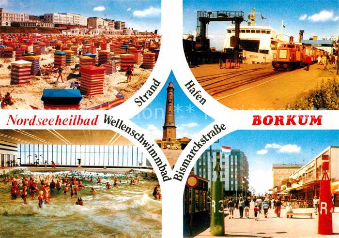 BORKUM Nordseebad Niedersachsen Strand Faehrhafen Wellenschwimmbad Bismarkstrass