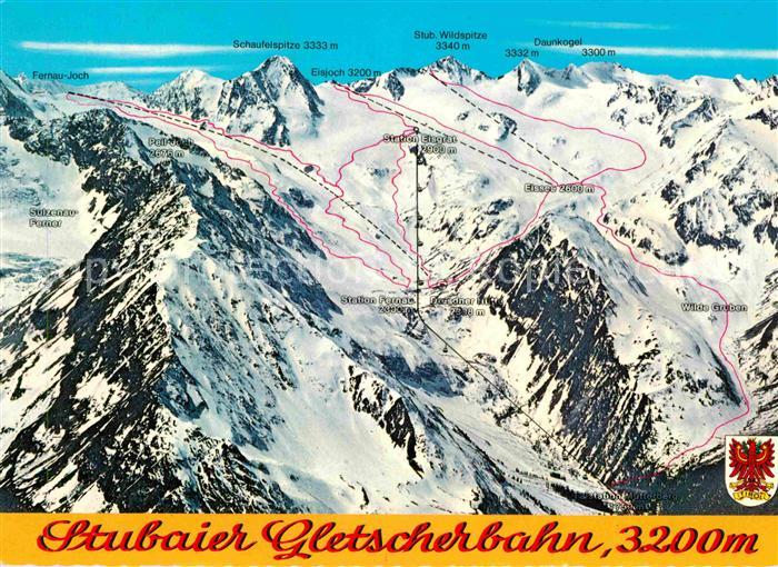 Skifahren Pistenplan Stubaier Gletscherbahn
