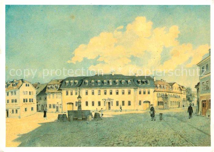 Kuenstlerkarte Aquarell J.G.S. Roesel Weimar Goethehaus