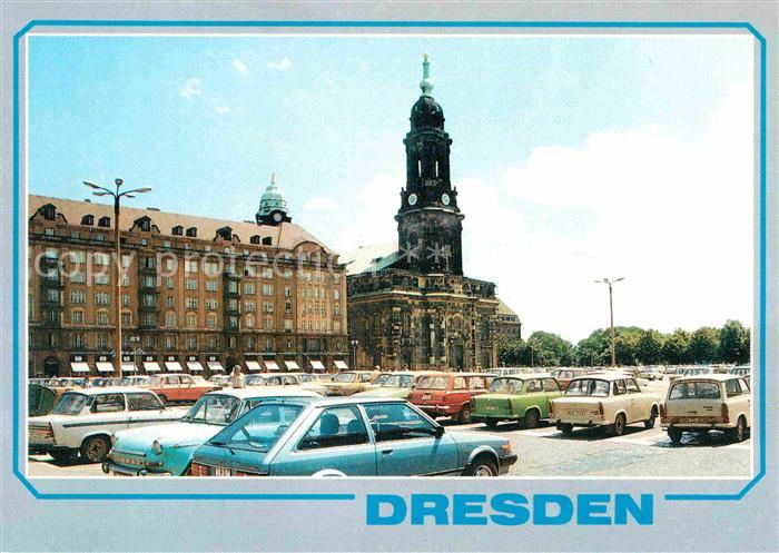 DRESDEN Elbe Altmarkt und Kreuzkirche
