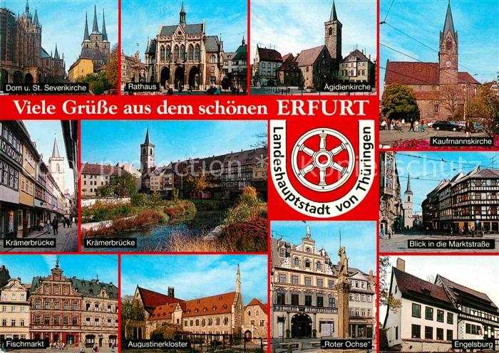 ERFURT  CITY Dom Severikirche Agidienkirche Kraemerbruecke Fischmarkt Augustiner