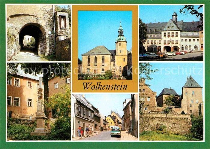 Wolkenstein Erzgebirge Muehltor Stadtmauer Postmeilensaeule Schloss-Wolkenstein