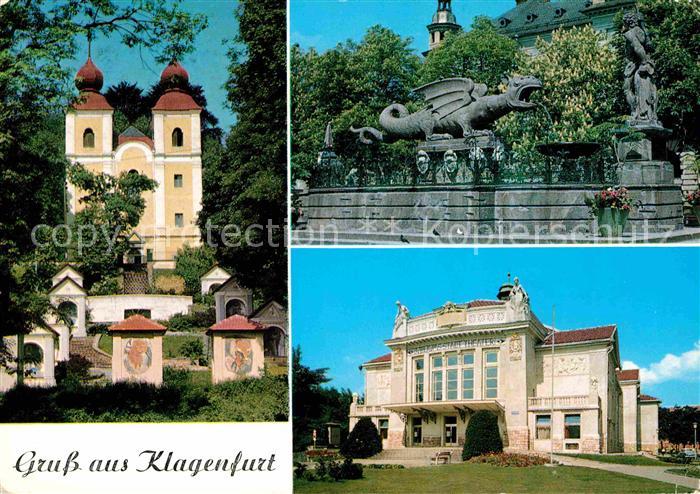 Klagenfurt Woerthersee Kreuzberlmosaiken Lindwurm Stadttheater