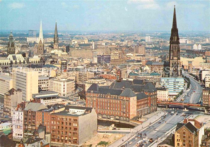 HAMBURG CITY Fliegeraufnahme Innenstadt Kirchen