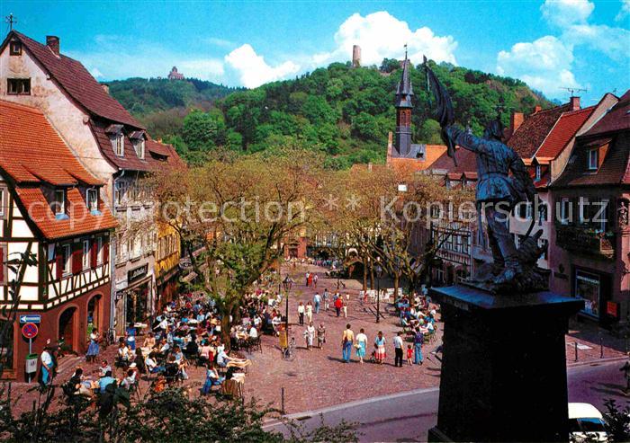 Weinheim Bergstrasse Marktplatz Burgruine Windeck und Wachenburg