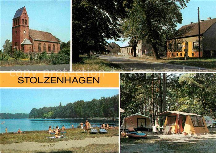 Stolzenhagen Angermuende Dorfkirche Camping Strand