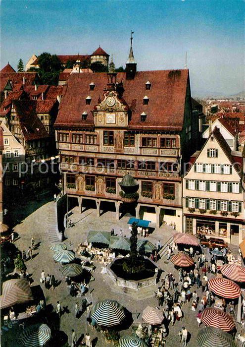 TueBINGEN BW Marktplatz mit Rathaus und Schloss
