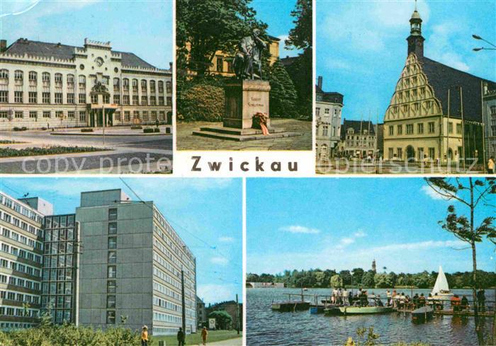 Zwickau Sachsen Rathaus Robert-Schumann-Denkmal Stadttheater Schwanenteich
