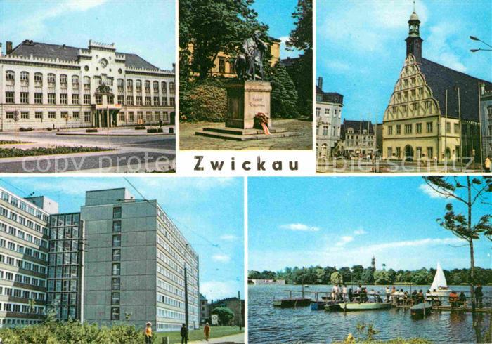 Zwickau Sachsen Rathaus Robert-Schumann-Denkmal Schwanenteich