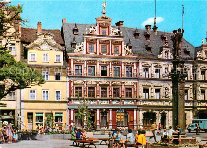 ERFURT  CITY Fischmarkt mit Roland Haus-zum-Breiten-Herd Gildehaus