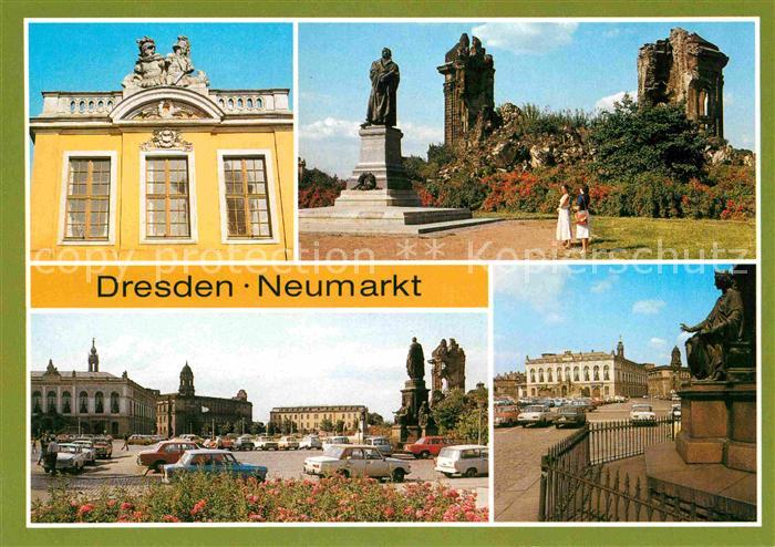 DRESDEN Elbe Neumarkt Coselpalais Ruine-Frauenkirche Lutherdenkmal Verkehrsmuseu