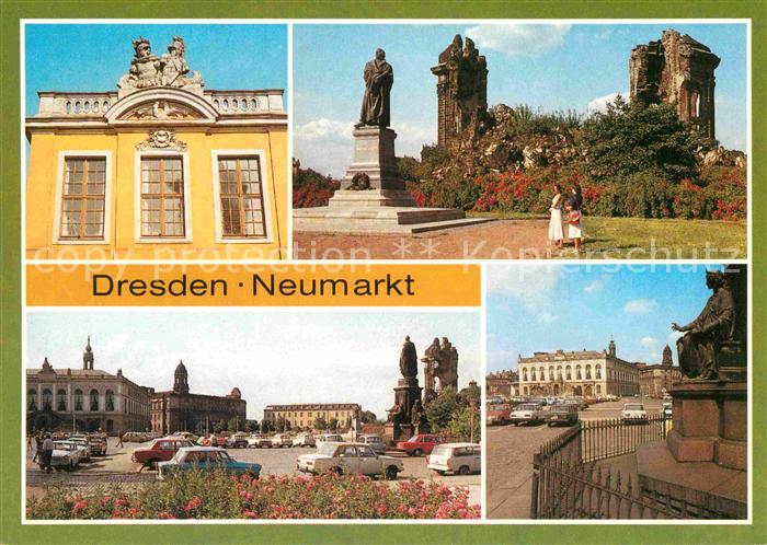 DRESDEN Elbe Neumarkt Coselpalais Ruine-Frauenkirche Lutherdenkmal Verkehrsmuseu