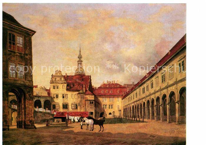 DRESDEN Elbe Stallhof Kuenstlerkarte Johann Gottfried Pulian