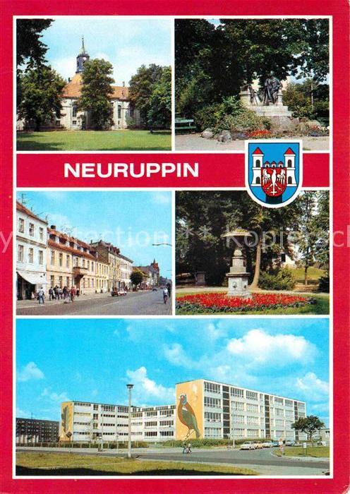 Neuruppin Kirchplatz mit Pfarrkirche Fontanedenkmal Tempelgarten