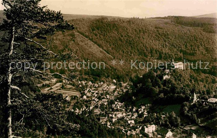 Schwarzburg Thueringer Wald Panorama Blick vom Trippstein