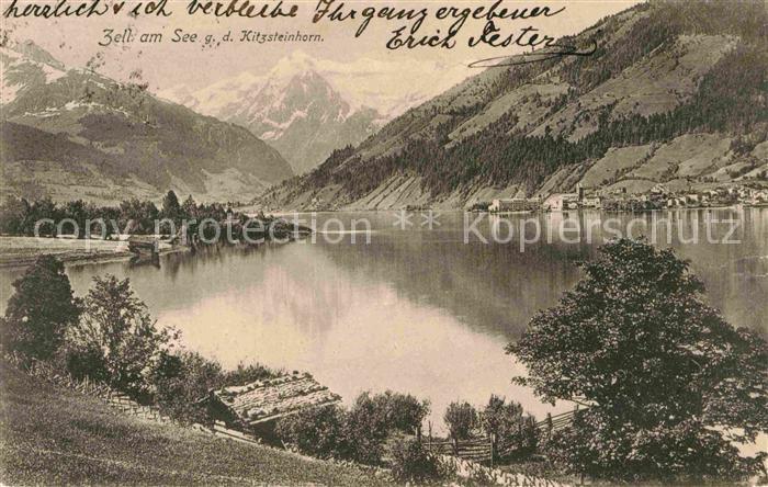 Zell See Blick ueber den See zum Kitzsteinhorn Hohe Tauern