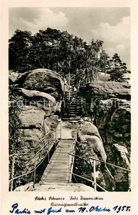 Rathen Saechsische Schweiz Fels Rauenstein Baerengrundbruecke Elbsandsteingebirg