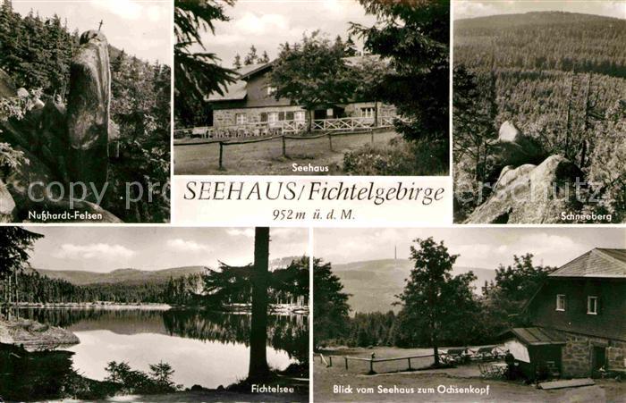 Seehaus Fichtelgebirge Nusshardt Felsen Schneeberg Fichtelsee Blick zum Ochsenko