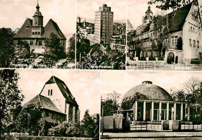 Jena Thueringen Marktplatz Rathaus Zeiss Hochhaus Universitaet Schillerkirche Ze