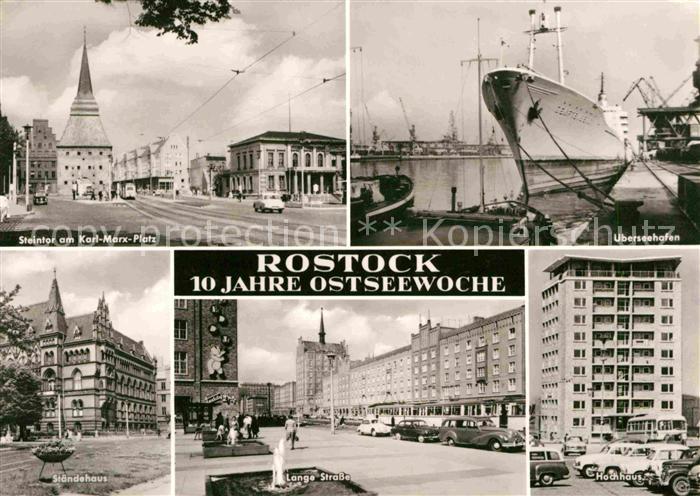 ROSTOCK  CITY 10 Jahre Ostseewoche Steintor Karl Marx Platz ueberseehafen Hochha