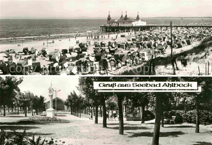 Ahlbeck Ostseebad Strand Seebruecke Konzertplatz Stranduhr