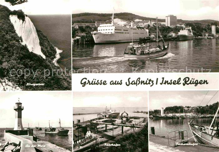 Sassnitz Ostseebad Ruegen Hafen Faehre Fischereihafen Faehrhafen Mole Leuchtturm