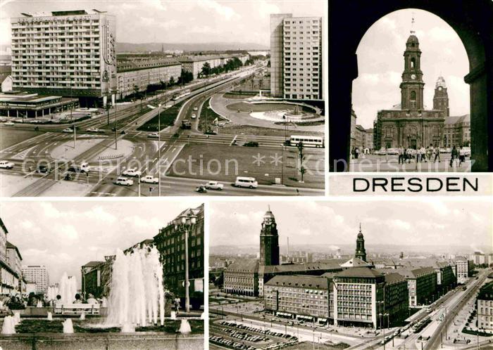 DRESDEN Elbe Kreuzung Pirnaischer Platz Grunaer Strasse Kreuzkirche Rathaus Turm
