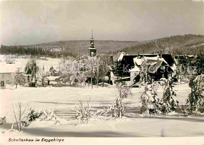 Schellerhau Winterpanorama Erzgebirge Handabzug