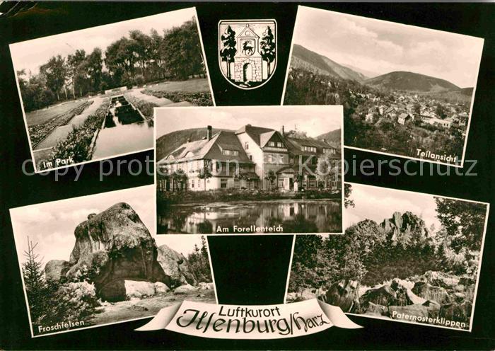 Ilsenburg Harz Park Teilansicht Paterosterklippen Froschfelsen Forellenteich Wap