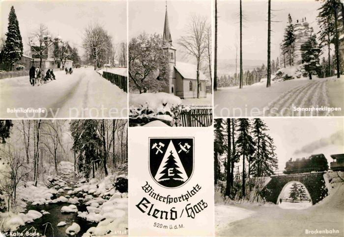 Elend Harz Bahnhofstrasse Kirche Schnarcherklippen Brockenbahn Kalte Bode Winter