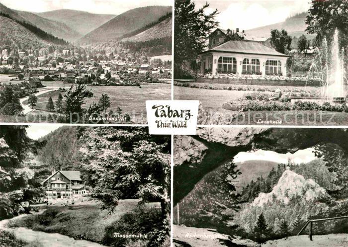 Tabarz Gesamtansicht Massemuehle Waldcafe Lesehalle Aschenbergstein Felsen
