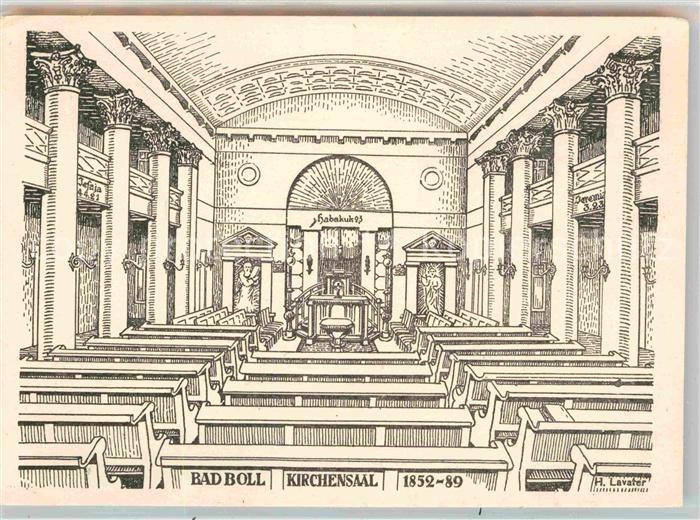 Bad Boll Kirchensaal Zeichnung Kuenstlerkarte