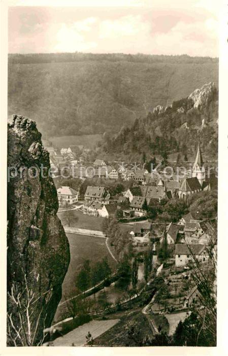 Blaubeuren Kloster mit Wilhelmsfelsen Schwaebische Alb