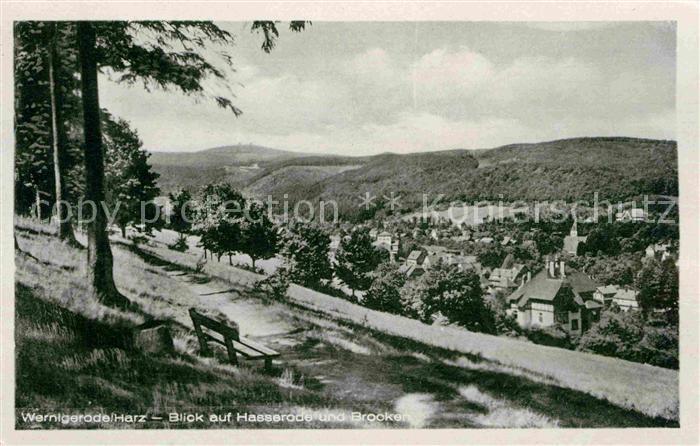 Wernigerode Harz Panorama Blick auf Hasserode und Brocken