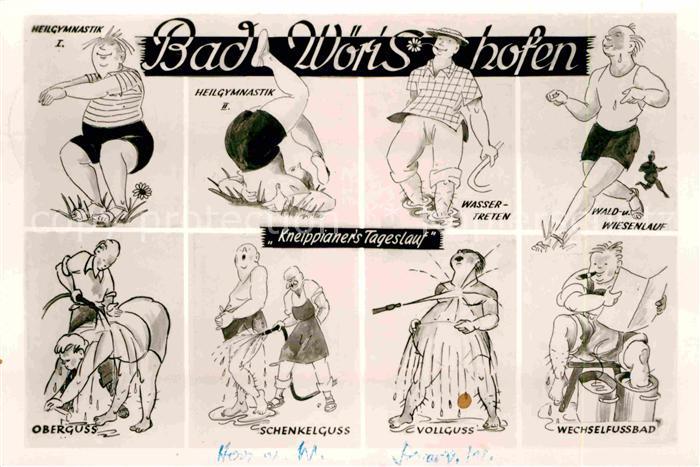 Bad Woerishofen Kneippianers Tageslauf Karikaturen