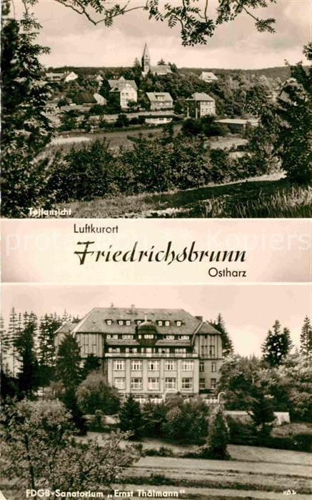 Friedrichsbrunn Harz Teilansicht Luftkurort FDGB Sanatorium Ernst Thaelmann