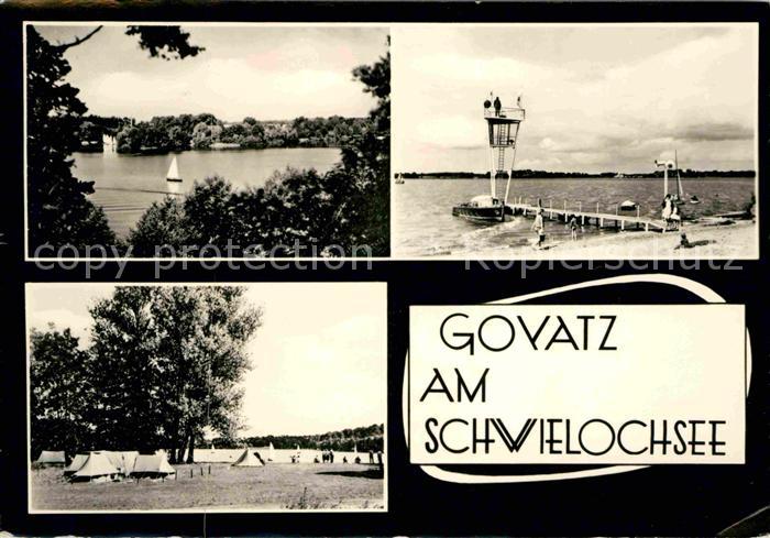 Goyatz Panorama Badestrand Wachturm Campingplatz Handabzug