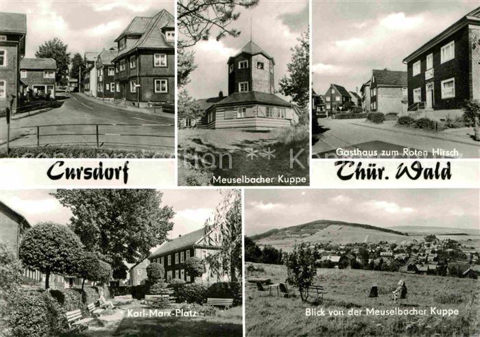 Cursdorf Strassenpartie Meuselbacher Kuppe Gasthaus Karl Marx Platz