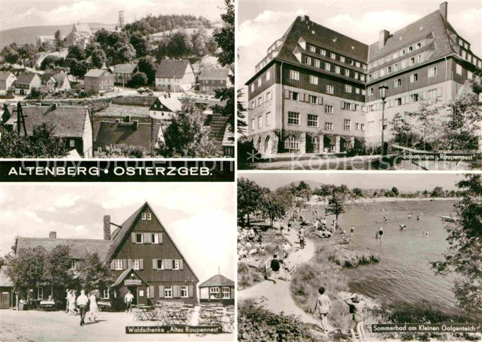 Altenberg Erzgebirge Ortsansicht Sanatorium Raupennest Waldschenke Sommerbad Kle