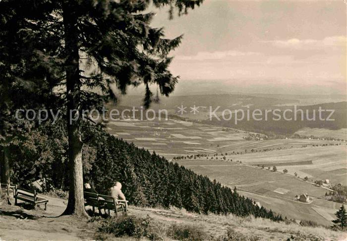 Oberwiesenthal Erzgebirge Panorama Oberwiesenthaler Land Ruhebank am Waldrand