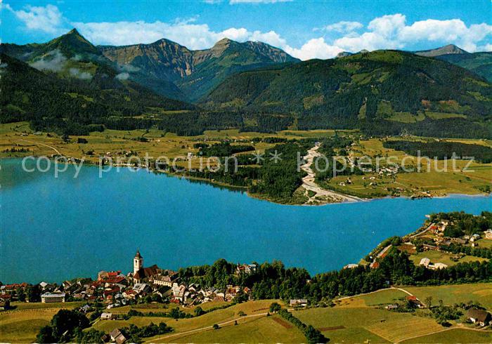 St Wolfgang Wolfgangsee mit Zinkenbach Alpenpanorama Fliegeraufnahme