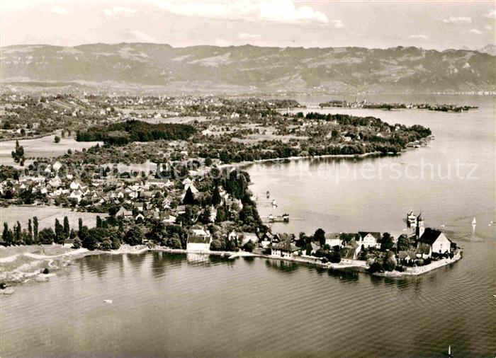 Wasserburg Bodensee Halbinsel Alpen Fliegeraufnahme