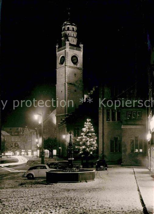 Ravensburg Wuerttemberg Marienplatz Rathaus Blaserturm zur Weihnachtszeit Nachta