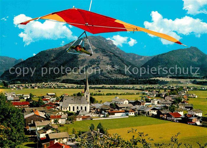 Koessen Tirol Gesamtansicht mit Alpenpanorama Drachenfliegen Austragungsort der