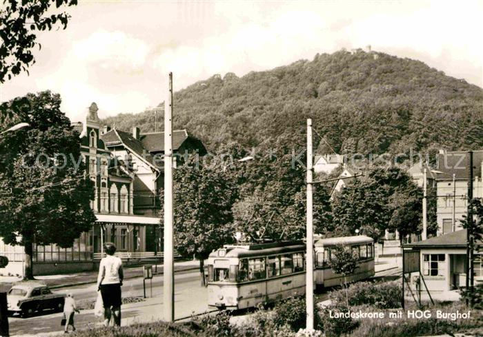 Goerlitz Sachsen Landeskrone mit HOG Burghof Strassenbahn
