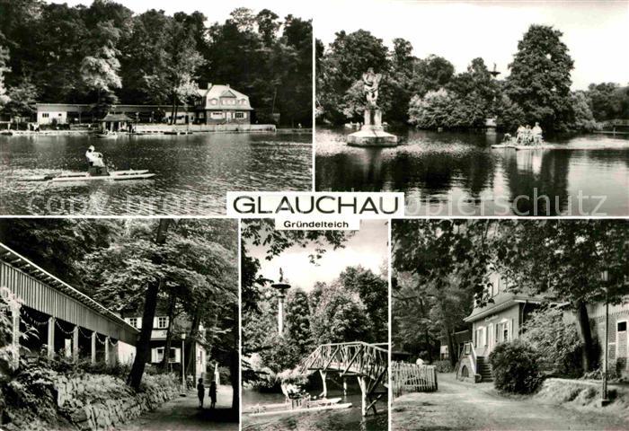 Glauchau Gruendelteich Tretboot Gaststaette Bruecke